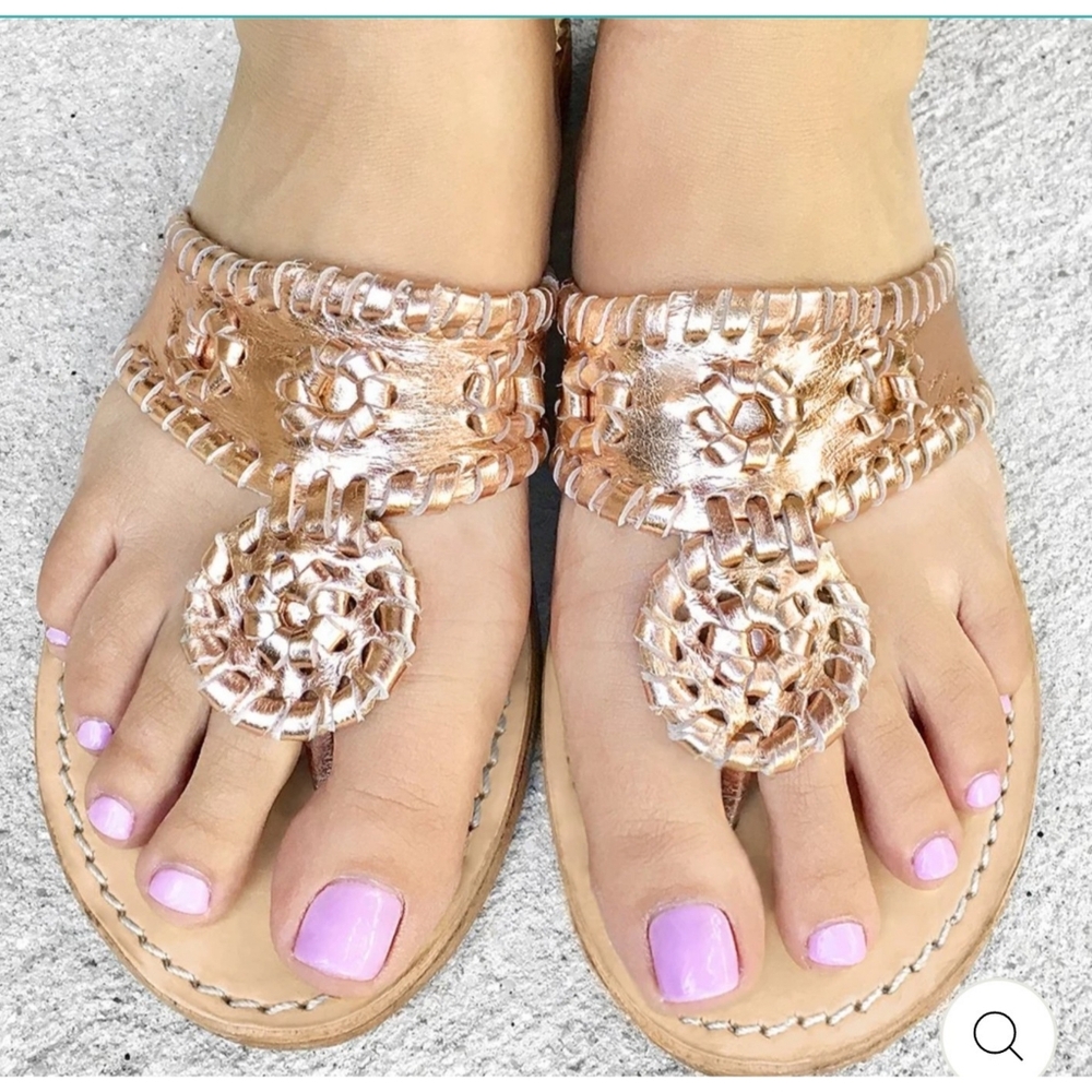 Palm Beach Handcrafted Leather Sandals Rose Gold Size 8